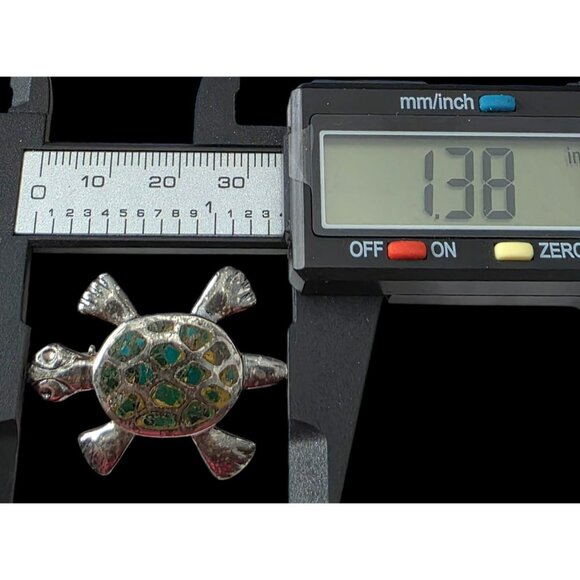 VTG Taxco Sterling Silver Turtle Brooch Pin Miguel Melendez Mexico Stone Inlay - Picture 13 of 14